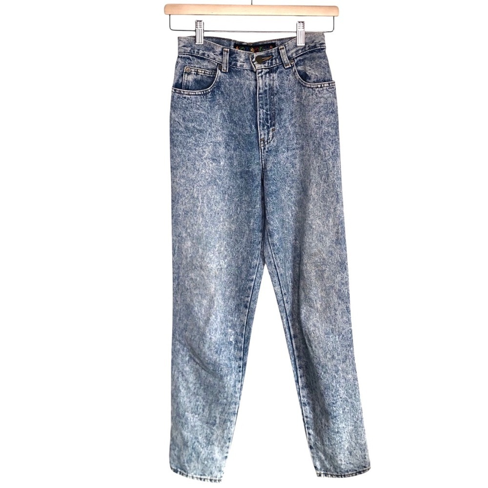 VINTAGE 80s 90s Sassoon Blue Acid Wash Mom Jeans Size 7 / 26 Indie Sleaze Grunge